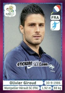 Sticker Olivier Giroud - UEFA Euro Poland-Ukraine 2012. Deutschland edition n. 477 - Panini