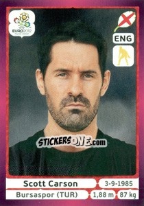 Sticker Scott Carson - UEFA Euro Poland-Ukraine 2012. Deutschland edition n. 491 - Panini