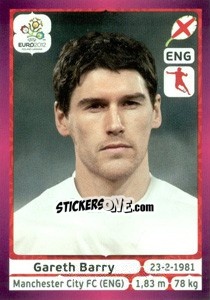 Sticker Gareth Barry - UEFA Euro Poland-Ukraine 2012. Deutschland edition n. 498 - Panini