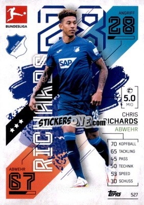 Sticker Chris Richards - German Fussball Bundesliga 2021-2022. Match Attax Extra
 n. 527 - Topps