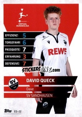 Sticker David Queck – Dave - German Fussball Bundesliga 2021-2022. Match Attax Extra
 - Topps