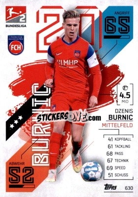 Sticker Dzenis Burnic - German Fussball Bundesliga 2021-2022. Match Attax Extra
 - Topps