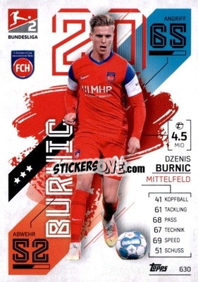 Figurina Dzenis Burnic - German Fussball Bundesliga 2021-2022. Match Attax Extra
 - Topps