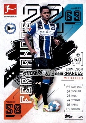 Sticker Edimilson Fernandes - German Fussball Bundesliga 2021-2022. Match Attax Extra
 n. 475 - Topps