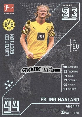 Sticker Erling Haaland - German Fussball Bundesliga 2021-2022. Match Attax Extra
 n. LE30 - Topps