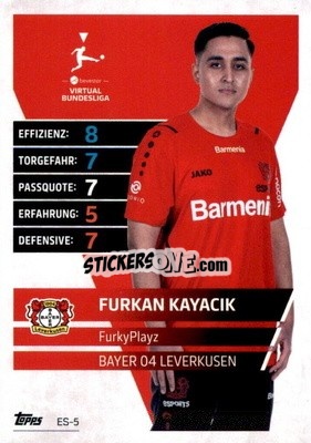Figurina Furkan Kayacik – FurkyPlayz - German Fussball Bundesliga 2021-2022. Match Attax Extra
 - Topps