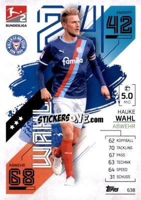 Sticker Hauke Wahl - German Fussball Bundesliga 2021-2022. Match Attax Extra
 - Topps