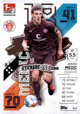Sticker Jakov Medic - German Fussball Bundesliga 2021-2022. Match Attax Extra
 - Topps