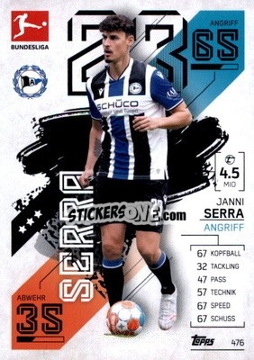 Sticker Janni Serra - German Fussball Bundesliga 2021-2022. Match Attax Extra
 n. 476 - Topps