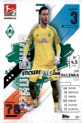 Sticker Jirí Pavlenka - German Fussball Bundesliga 2021-2022. Match Attax Extra
 - Topps