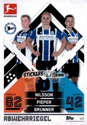Sticker Joakim Nilsson / Amos Pieper / Cédric Brunner - German Fussball Bundesliga 2021-2022. Match Attax Extra
 n. 477 - Topps