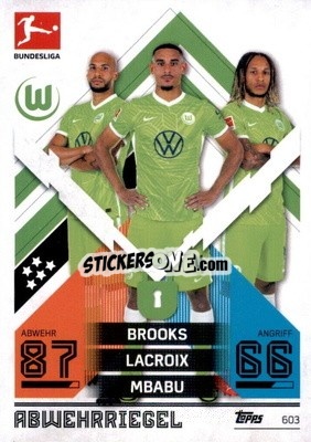 Sticker John Anthony Brooks / Maxence Lacroix / Kevin Mbabu - German Fussball Bundesliga 2021-2022. Match Attax Extra
 n. 603 - Topps