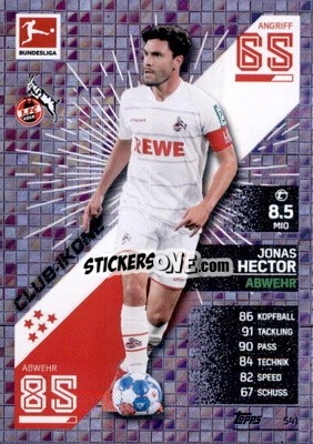 Sticker Jonas Hector - German Fussball Bundesliga 2021-2022. Match Attax Extra
 - Topps