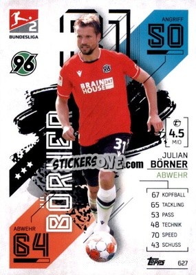 Sticker Julian Börner - German Fussball Bundesliga 2021-2022. Match Attax Extra
 - Topps