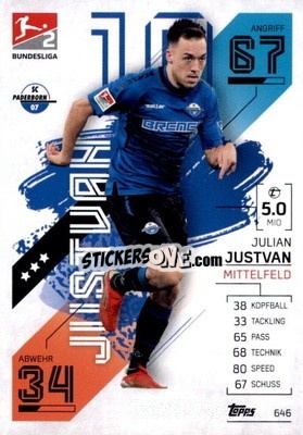 Sticker Julian Justvan - German Fussball Bundesliga 2021-2022. Match Attax Extra
 - Topps