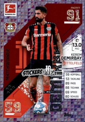 Sticker Kerem Demirbay - German Fussball Bundesliga 2021-2022. Match Attax Extra
 - Topps