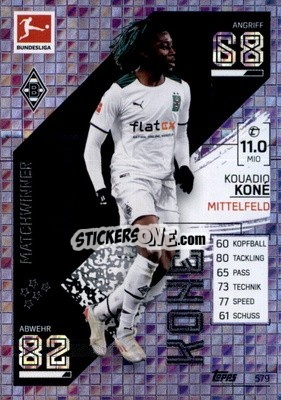 Sticker Kouadio Koné - German Fussball Bundesliga 2021-2022. Match Attax Extra
 n. 579 - Topps