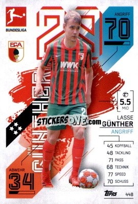 Sticker Lasse Günther - German Fussball Bundesliga 2021-2022. Match Attax Extra
 n. 448 - Topps