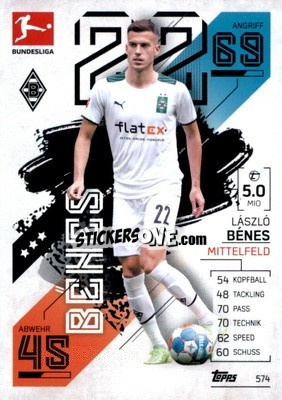 Sticker László Bénes - German Fussball Bundesliga 2021-2022. Match Attax Extra
 - Topps