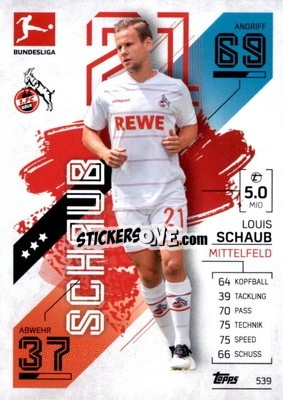 Sticker Louis Schaub - German Fussball Bundesliga 2021-2022. Match Attax Extra
 - Topps