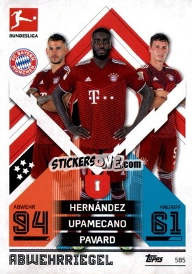 Sticker Lucas Hernández / Dayot Upamecano / Benjamin Pavard - German Fussball Bundesliga 2021-2022. Match Attax Extra
 n. 585 - Topps