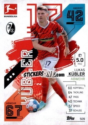 Sticker Lukas Kübler - German Fussball Bundesliga 2021-2022. Match Attax Extra
 - Topps
