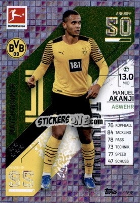 Sticker Manuel Akanji - German Fussball Bundesliga 2021-2022. Match Attax Extra
 - Topps