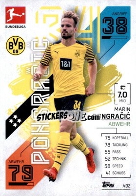 Sticker Marin Pongračić - German Fussball Bundesliga 2021-2022. Match Attax Extra
 n. 492 - Topps