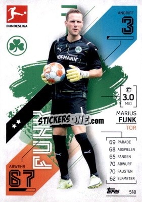 Figurina Marius Funk - German Fussball Bundesliga 2021-2022. Match Attax Extra
 - Topps