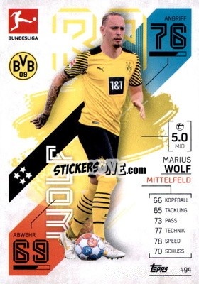 Sticker Marius Wolf - German Fussball Bundesliga 2021-2022. Match Attax Extra
 - Topps