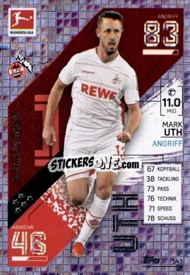 Sticker Mark Uth - German Fussball Bundesliga 2021-2022. Match Attax Extra
 - Topps