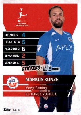 Figurina Markus Kunze – MoegoGaming - German Fussball Bundesliga 2021-2022. Match Attax Extra
 - Topps