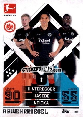 Sticker Martin Hinteregger / Makoto Hasebe / Evan N'Dicka - German Fussball Bundesliga 2021-2022. Match Attax Extra
 n. 504 - Topps