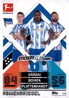 Sticker Marton Dárdai / Dedryck Boyata / Marvin Plattenhardt - German Fussball Bundesliga 2021-2022. Match Attax Extra
 - Topps