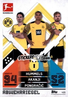 Sticker Mats Hummels / Manuel Akanji / Marin Pongračić - German Fussball Bundesliga 2021-2022. Match Attax Extra
 n. 495 - Topps