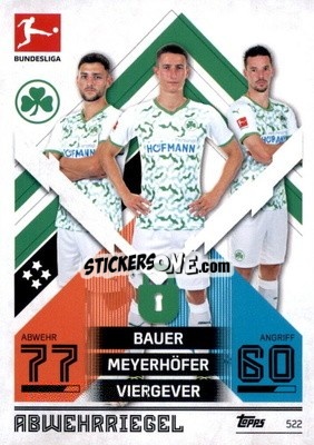 Sticker Maximilian Bauer / Marco Meyerhöfer / Nick Viergever - German Fussball Bundesliga 2021-2022. Match Attax Extra
 n. 522 - Topps