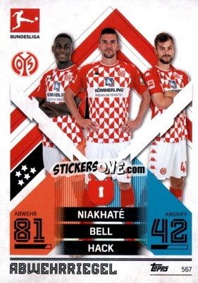 Sticker Moussa Niakhaté / Stefan Bell / Alexander Hack - German Fussball Bundesliga 2021-2022. Match Attax Extra
 n. 567 - Topps