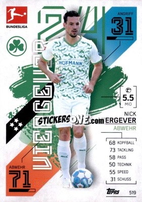 Sticker Nick Viergever - German Fussball Bundesliga 2021-2022. Match Attax Extra
 - Topps