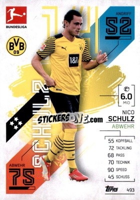 Sticker Nico Schulz - German Fussball Bundesliga 2021-2022. Match Attax Extra
 - Topps