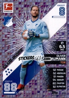 Sticker Oliver Baumann - German Fussball Bundesliga 2021-2022. Match Attax Extra
 n. 532 - Topps