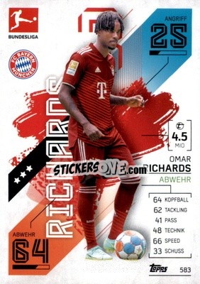 Figurina Omar Richards - German Fussball Bundesliga 2021-2022. Match Attax Extra
 - Topps