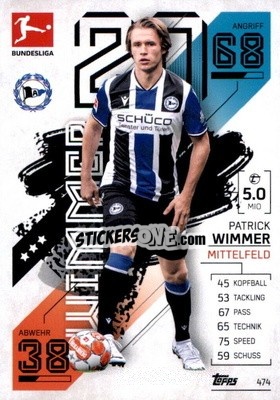 Sticker Patrick Wimmer - German Fussball Bundesliga 2021-2022. Match Attax Extra
 n. 474 - Topps