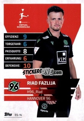 Sticker Riad Fazlija – H96_Riad - German Fussball Bundesliga 2021-2022. Match Attax Extra
 - Topps