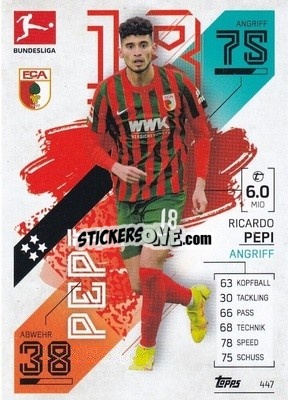 Sticker Ricardo Pepi - German Fussball Bundesliga 2021-2022. Match Attax Extra
 n. 447 - Topps