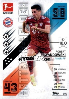 Sticker Robert Lewandowski - German Fussball Bundesliga 2021-2022. Match Attax Extra
 n. 699 - Topps