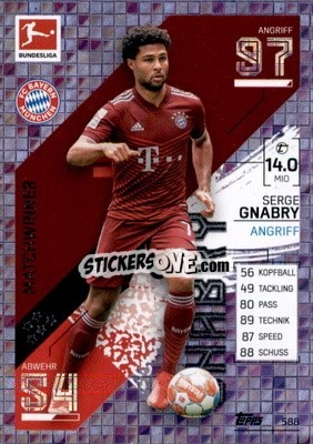 Sticker Serge Gnabry - German Fussball Bundesliga 2021-2022. Match Attax Extra
 n. 588 - Topps