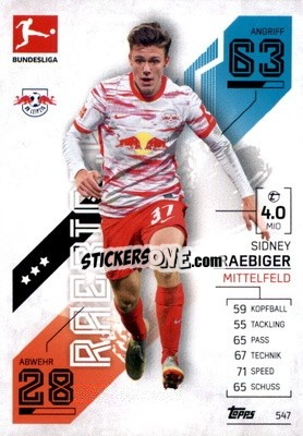 Sticker Sidney Raebiger - German Fussball Bundesliga 2021-2022. Match Attax Extra
 n. 547 - Topps