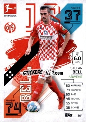 Sticker Stefan Bell - German Fussball Bundesliga 2021-2022. Match Attax Extra
 n. 564 - Topps
