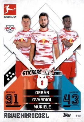 Sticker Willi Orbán / Joško Gvardiol / Nordi Mukiele - German Fussball Bundesliga 2021-2022. Match Attax Extra
 - Topps