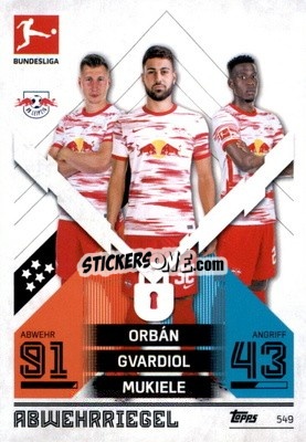 Sticker Willi Orbán / Joško Gvardiol / Nordi Mukiele - German Fussball Bundesliga 2021-2022. Match Attax Extra
 n. 549 - Topps